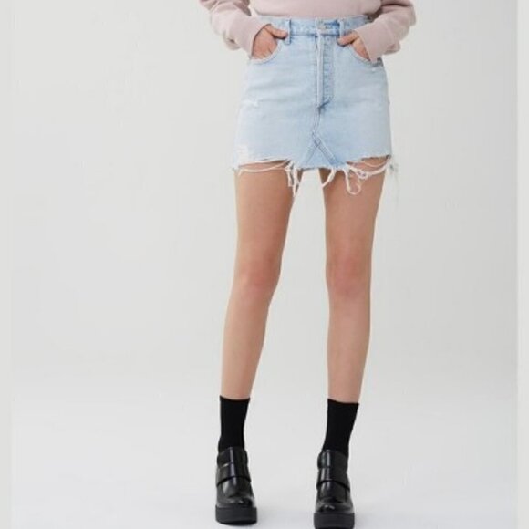 Agolde Quinn High Rise Skirt in Vega - Picture 3 of 16